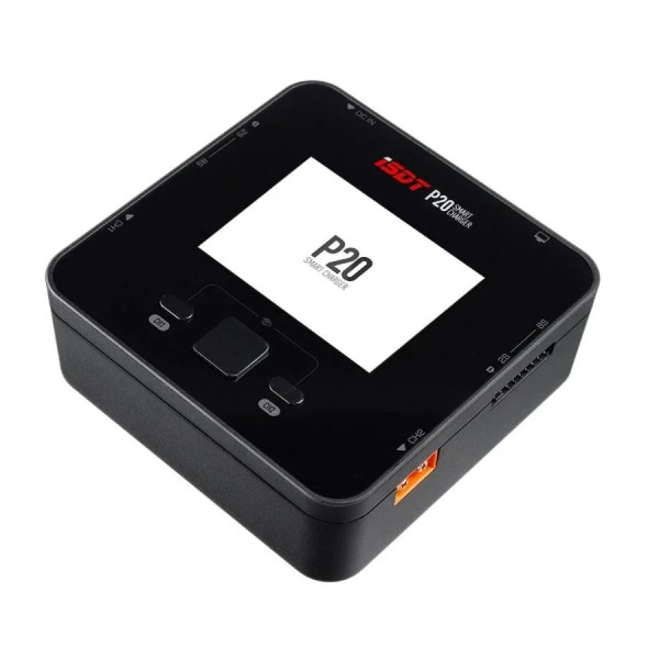Isdt P20 800W 35A Cargador de batería inteligente 500WX2 Dual Channel 1-8S LI-ion NiCd NiMH PB Descargador 40W Potencia de salida